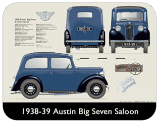 Austin Big Seven 2 door 1938-39 Place Mat, Medium